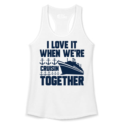Cruising Together Shirt - Nautical Cruise Shirt for Couples & Groups (Ladies Tank) in White - Cruisin Together Nautical Anchors Group Cruise Ship Shirt