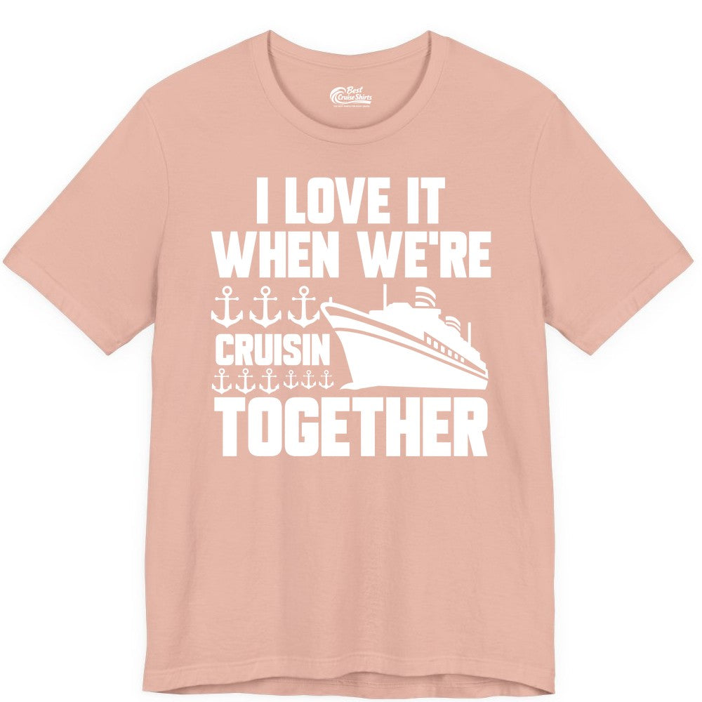 Cruising Together Shirt - Nautical Cruise Shirt for Couples & Groups (Premium Tee) in Peach - Cruisin Together Nautical Anchors Group Cruise Ship Shirt