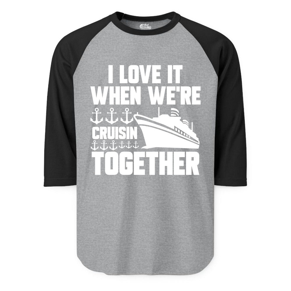 Cruising Together Shirt - Nautical Cruise Shirt for Couples & Groups (Raglan) in Heather GreyBlack - Cruisin Together Nautical Anchors Group Cruise Ship Shirt