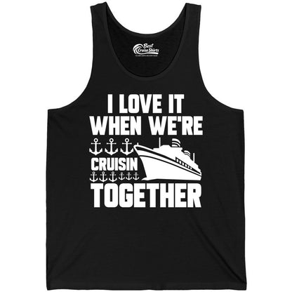 Cruising Together Shirt - Nautical Cruise Shirt for Couples & Groups (Tank Top) in Black - Cruisin Together Nautical Anchors Group Cruise Ship Shirt