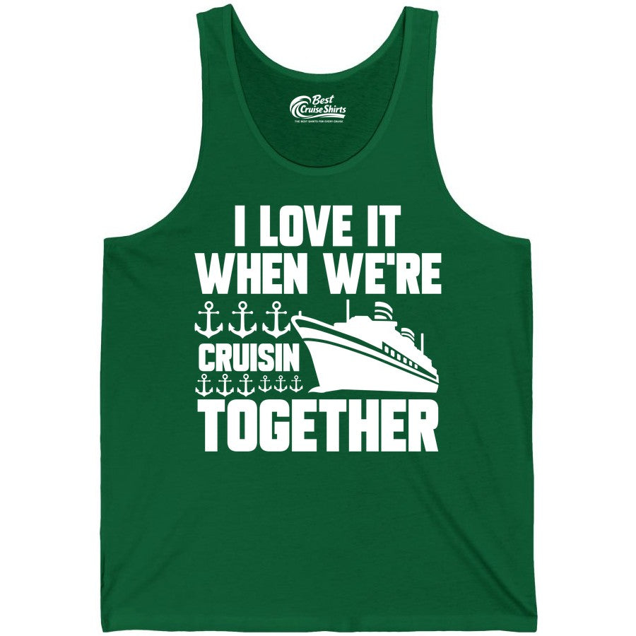 Cruising Together Shirt - Nautical Cruise Shirt for Couples & Groups (Tank Top) in Kelly - Cruisin Together Nautical Anchors Group Cruise Ship Shirt