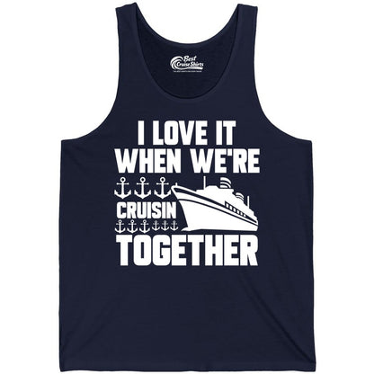 Cruising Together Shirt - Nautical Cruise Shirt for Couples & Groups (Tank Top) in Navy - Cruisin Together Nautical Anchors Group Cruise Ship Shirt