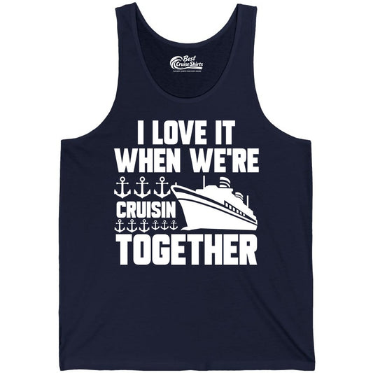 Cruising Together Shirt - Nautical Cruise Shirt for Couples & Groups (Tank Top) in Navy - Cruisin Together Nautical Anchors Group Cruise Ship Shirt