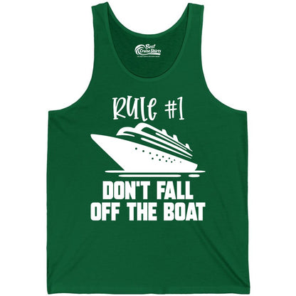 Cruise Shirt Funny - Don't Fall Off the Boat Cruise Rule Tee (Tank Top) in Kelly - Rule Number One Cruise Shirt - Don’t Fall Off The Boat Funny Tee