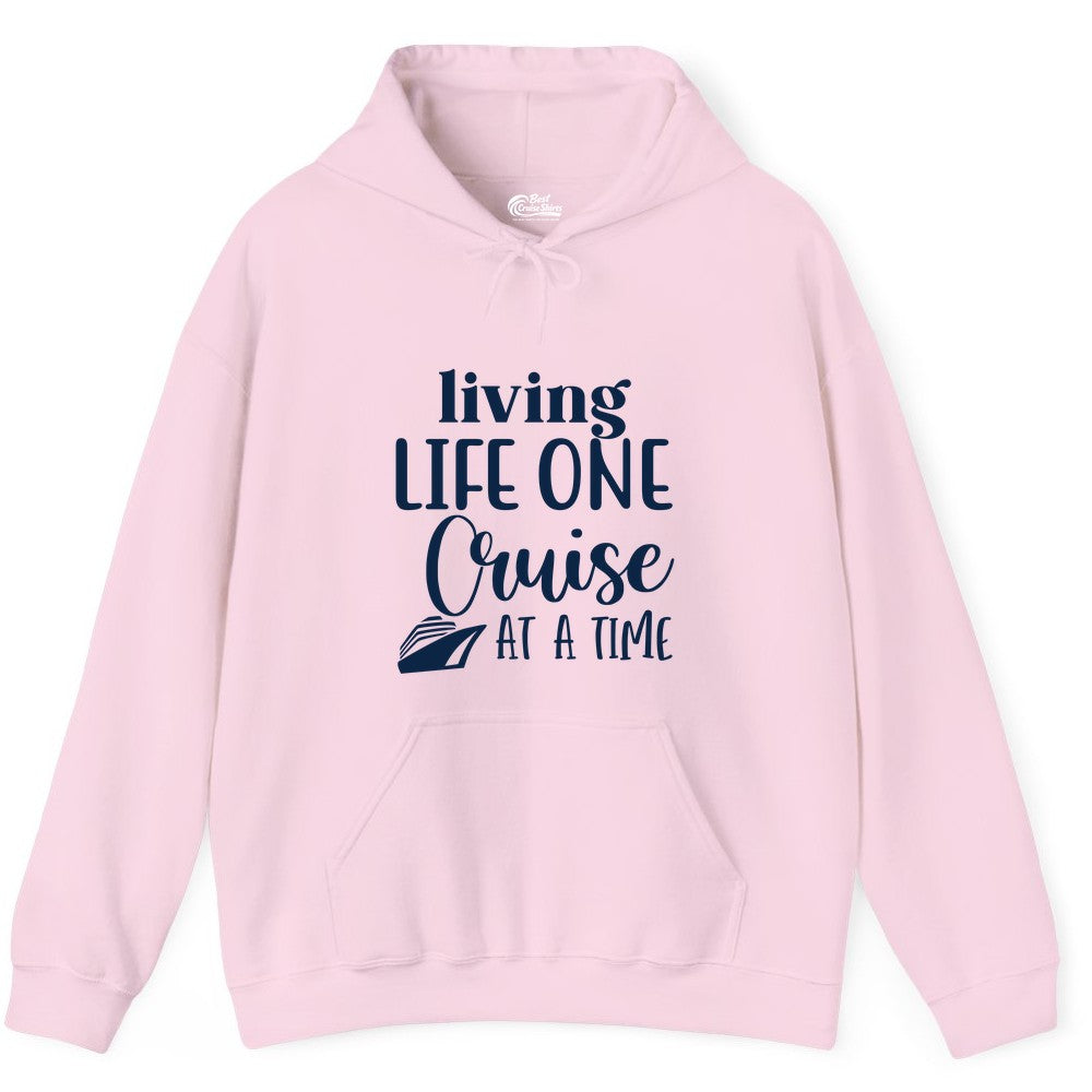 Living Life One Cruise at a Time Shirt - Cruise Lover Apparel Tee (Hoodie) in Light Pink - Living Life One Cruise at a Time Shirt - Fun Cruise Ship Graphic Tee