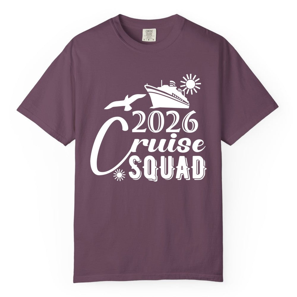 2026 Cruise Squad Shirt - Matching Cruise Shirts for Group Fun (Comfort Color) in Berry - 2026 Cruise Squad Shirt Nautical Group Matching Family Vacation Tee