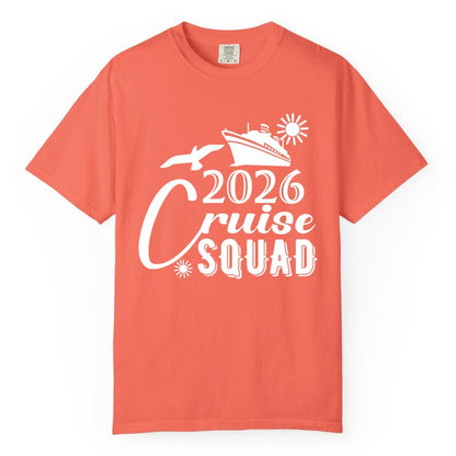2026 Cruise Squad Shirt - Matching Cruise Shirts for Group Fun (Comfort Color) in Bright Salmon - 2026 Cruise Squad Shirt Nautical Group Matching Family Vacation Tee