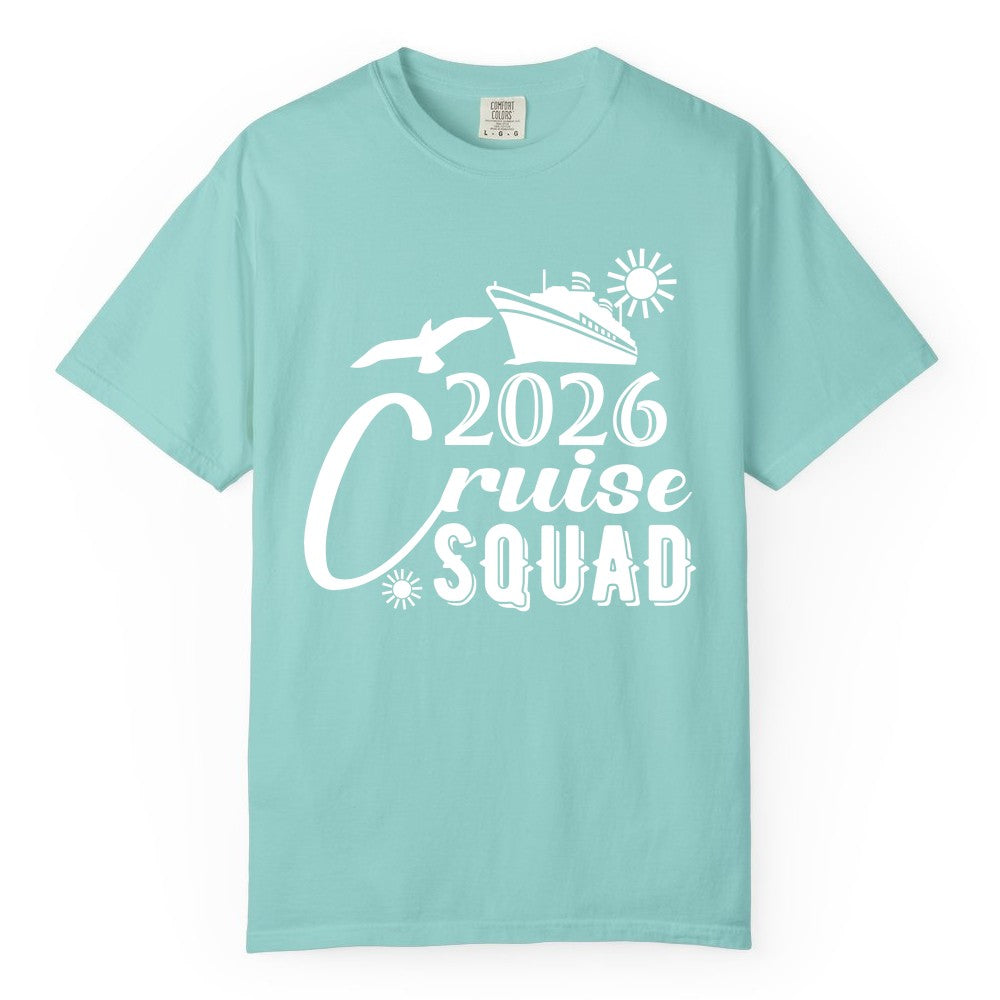 2026 Cruise Squad Shirt - Matching Cruise Shirts for Group Fun (Comfort Color) in Chalky Mint - 2026 Cruise Squad Shirt Nautical Group Matching Family Vacation Tee