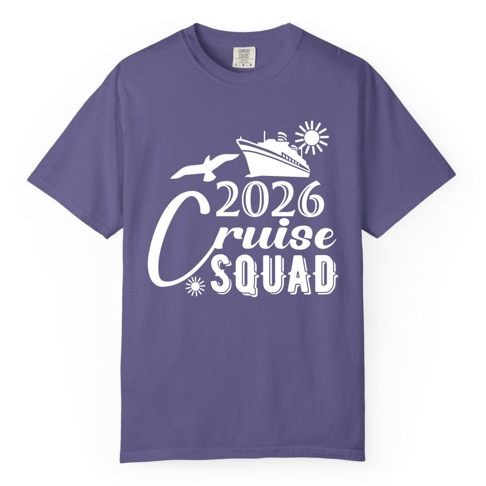 2026 Cruise Squad Shirt - Matching Cruise Shirts for Group Fun (Comfort Color) in Grape - 2026 Cruise Squad Shirt Nautical Group Matching Family Vacation Tee