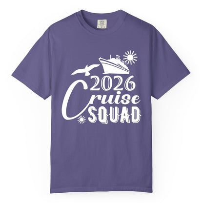 2026 Cruise Squad Shirt - Matching Cruise Shirts for Group Fun (Comfort Color) in Grape - 2026 Cruise Squad Shirt Nautical Group Matching Family Vacation Tee