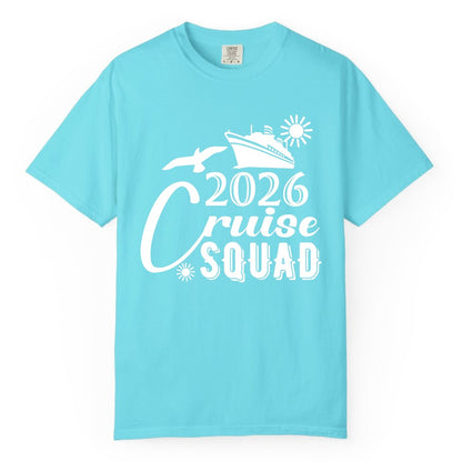2026 Cruise Squad Shirt - Matching Cruise Shirts for Group Fun (Comfort Color) in Lagoon Blue - 2026 Cruise Squad Shirt Nautical Group Matching Family Vacation Tee