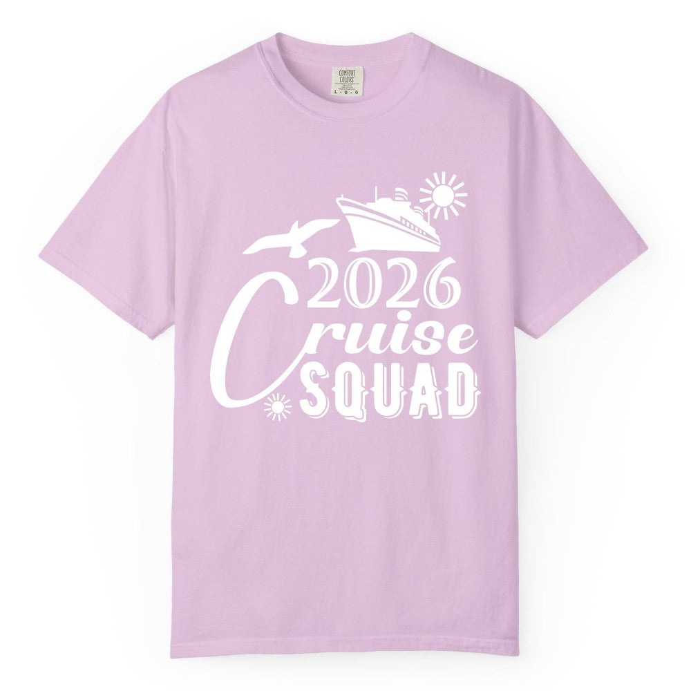 2026 Cruise Squad Shirt - Matching Cruise Shirts for Group Fun (Comfort Color) in Orchid - 2026 Cruise Squad Shirt Nautical Group Matching Family Vacation Tee