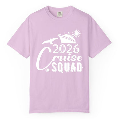 2026 Cruise Squad Shirt - Matching Cruise Shirts for Group Fun (Comfort Color) in Orchid - 2026 Cruise Squad Shirt Nautical Group Matching Family Vacation Tee
