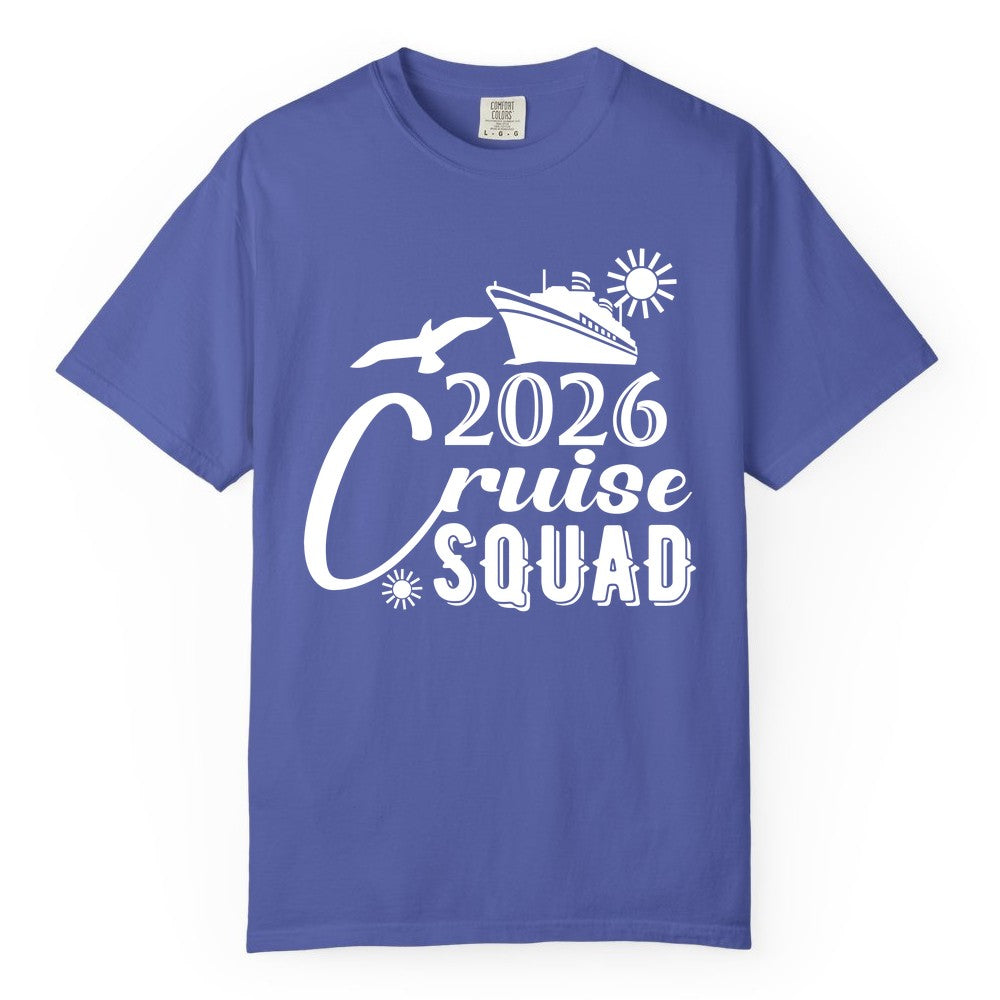 2026 Cruise Squad Shirt - Matching Cruise Shirts for Group Fun (Comfort Color) in Periwinkle - 2026 Cruise Squad Shirt Nautical Group Matching Family Vacation Tee