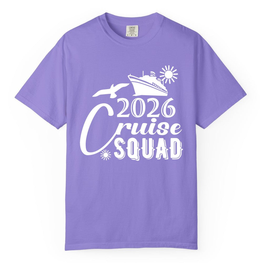 2026 Cruise Squad Shirt - Matching Cruise Shirts for Group Fun (Comfort Color) in Violet - 2026 Cruise Squad Shirt Nautical Group Matching Family Vacation Tee