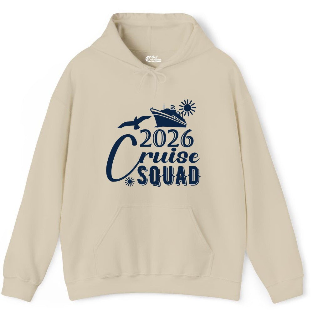 2026 Cruise Squad Shirt - Matching Cruise Shirts for Group Fun (Hoodie) in Sand - 2026 Cruise Squad Shirt Nautical Group Matching Family Vacation Tee