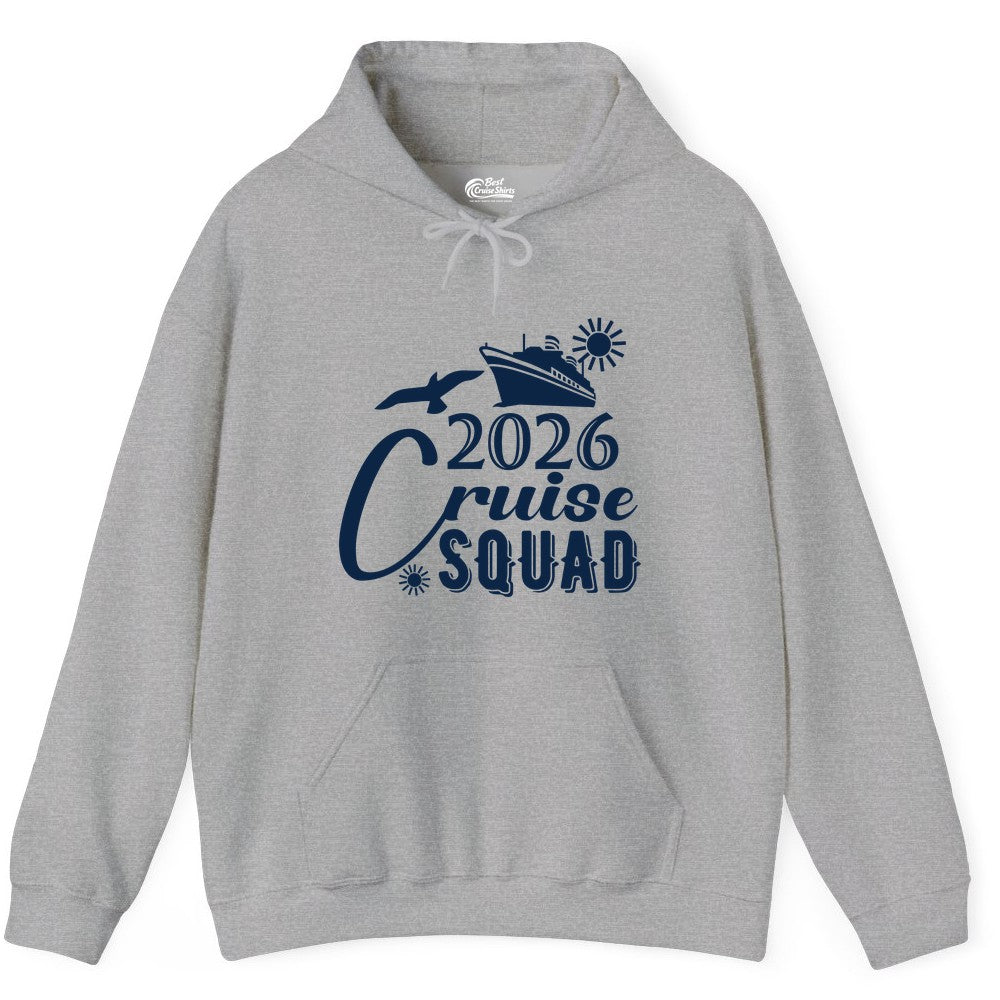2026 Cruise Squad Shirt - Matching Cruise Shirts for Group Fun (Hoodie) in Sport Grey - 2026 Cruise Squad Shirt Nautical Group Matching Family Vacation Tee