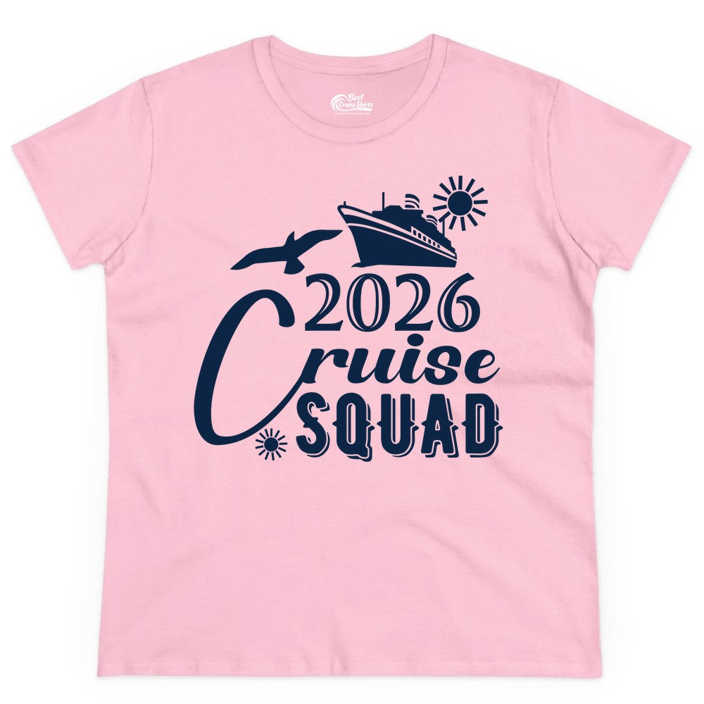 2026 Cruise Squad Shirt - Matching Cruise Shirts for Group Fun (Ladies Tee) in Light Pink - 2026 Cruise Squad Shirt Nautical Group Matching Family Vacation Tee