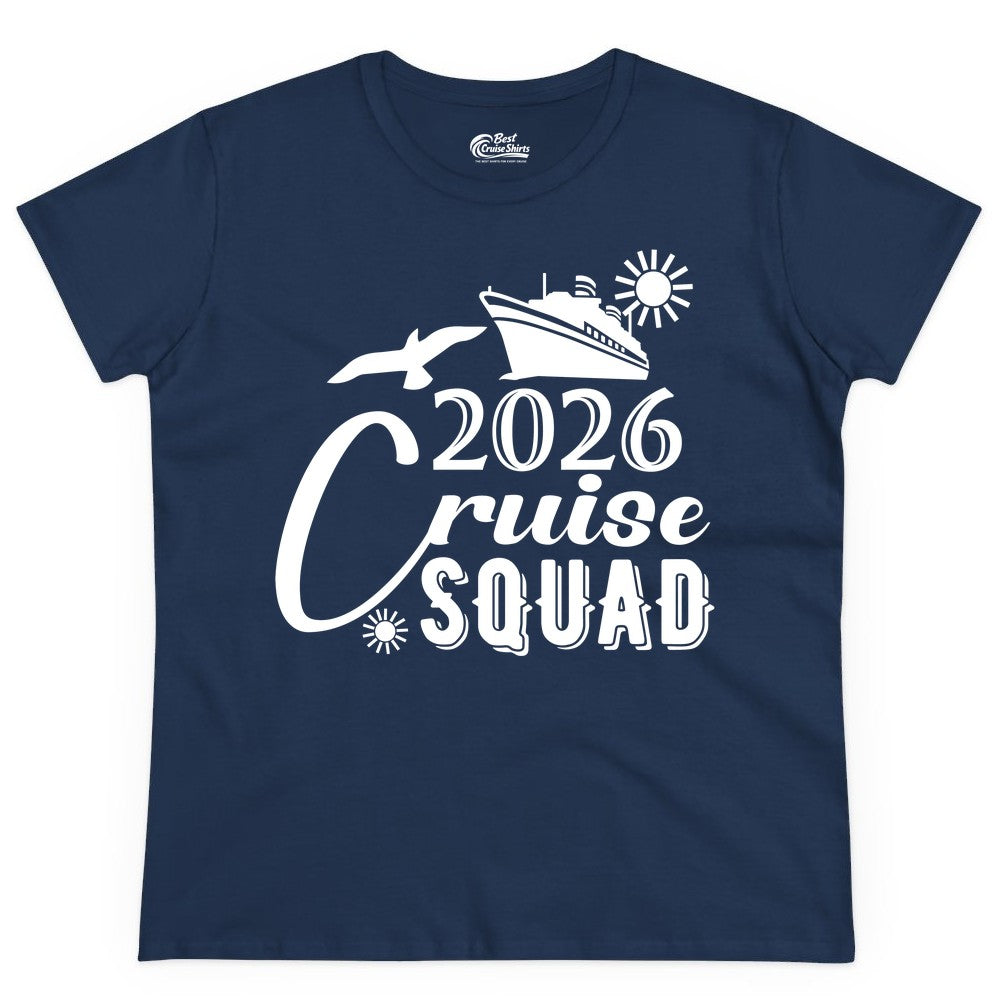 2026 Cruise Squad Shirt - Matching Cruise Shirts for Group Fun (Ladies Tee) in Navy - 2026 Cruise Squad Shirt Nautical Group Matching Family Vacation Tee