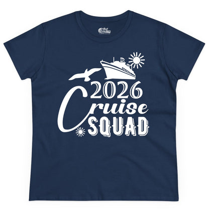 2026 Cruise Squad Shirt - Matching Cruise Shirts for Group Fun (Ladies Tee) in Navy - 2026 Cruise Squad Shirt Nautical Group Matching Family Vacation Tee