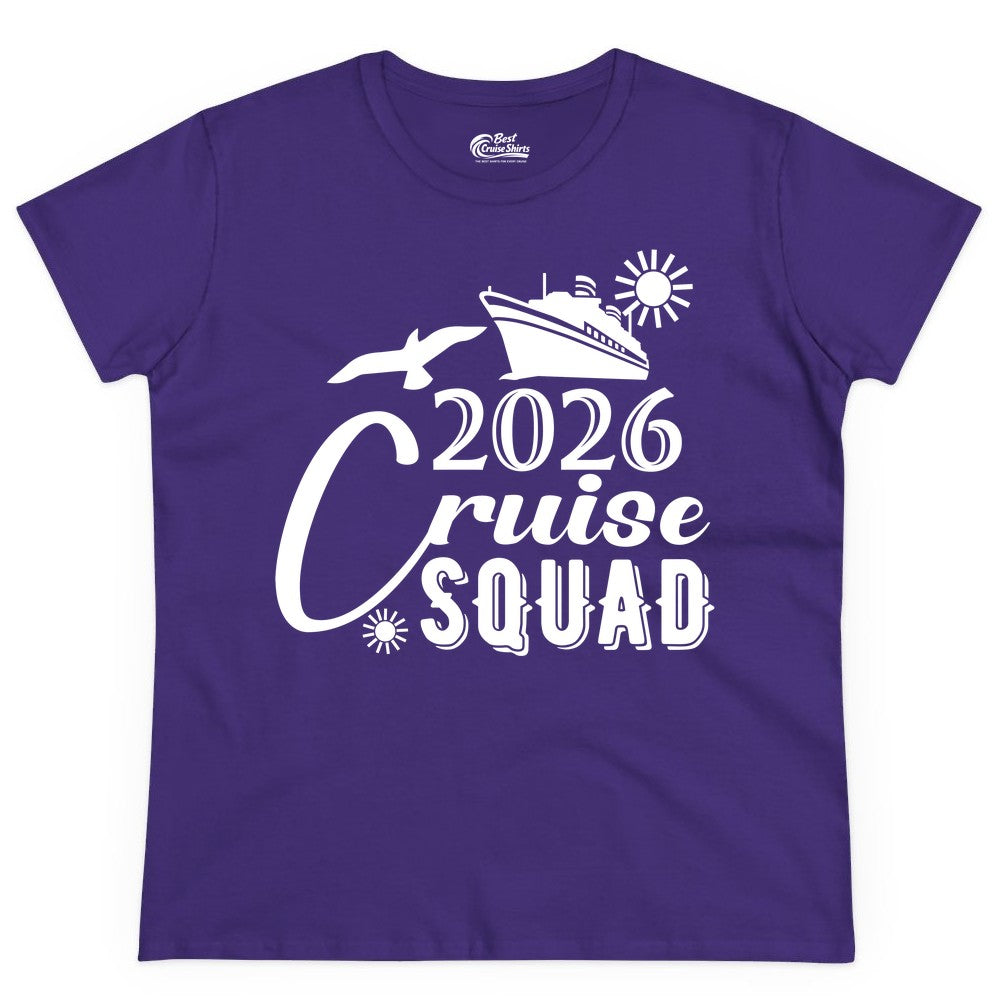 2026 Cruise Squad Shirt - Matching Cruise Shirts for Group Fun (Ladies Tee) in Purple - 2026 Cruise Squad Shirt Nautical Group Matching Family Vacation Tee