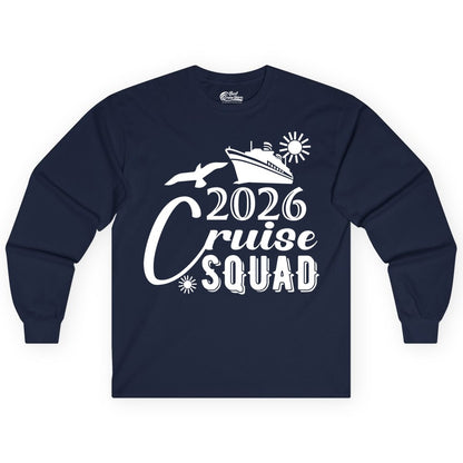 2026 Cruise Squad Shirt - Matching Cruise Shirts for Group Fun (Long Sleeve) in Navy - 2026 Cruise Squad Shirt Nautical Group Matching Family Vacation Tee