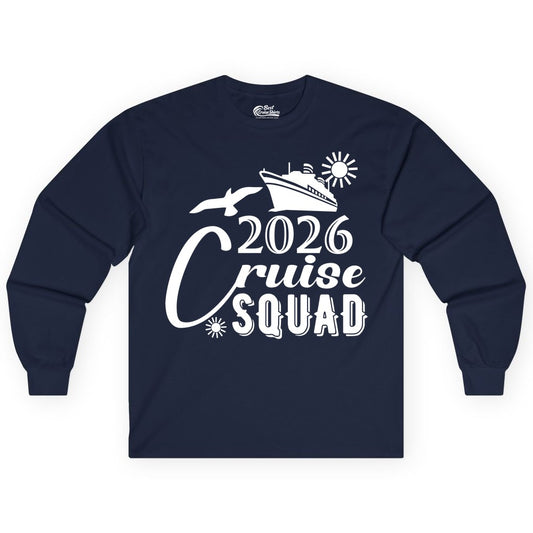 2026 Cruise Squad Shirt - Matching Cruise Shirts for Group Fun (Long Sleeve) in Navy - 2026 Cruise Squad Shirt Nautical Group Matching Family Vacation Tee