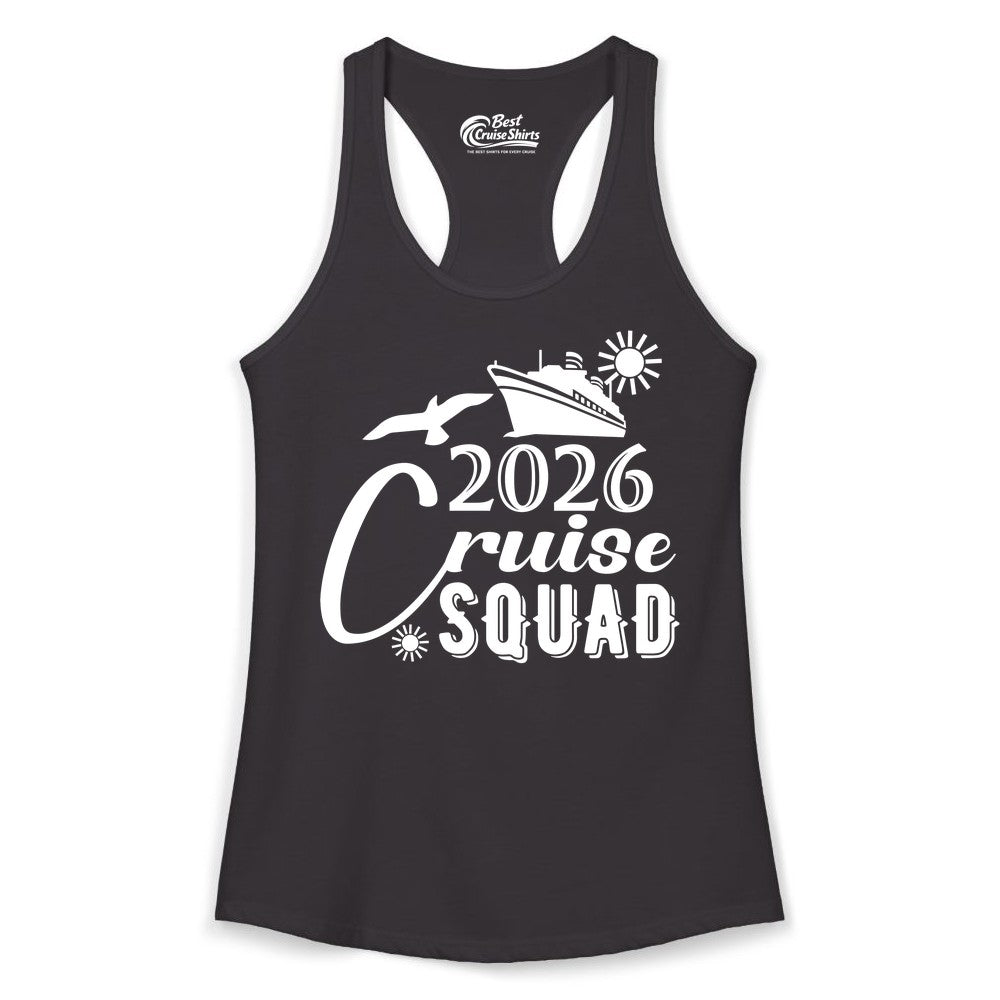 2026 Cruise Squad Shirt - Matching Cruise Shirts for Group Fun (Ladies Tank) in Black - 2026 Cruise Squad Shirt Nautical Group Matching Family Vacation Tee