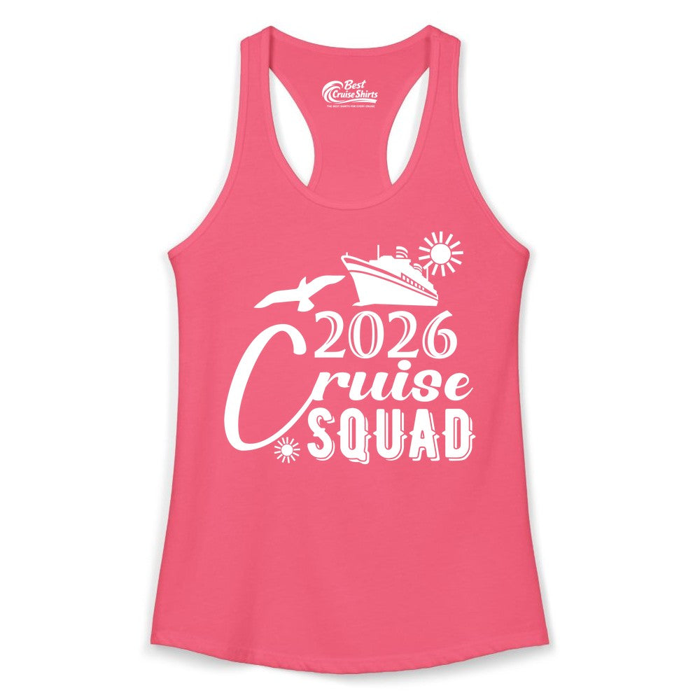 2026 Cruise Squad Shirt - Matching Cruise Shirts for Group Fun (Ladies Tank) in Hot Pink - 2026 Cruise Squad Shirt Nautical Group Matching Family Vacation Tee