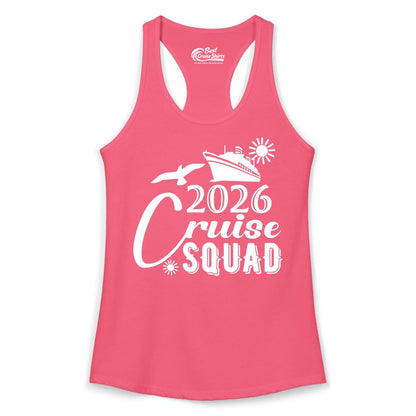 2026 Cruise Squad Shirt - Matching Cruise Shirts for Group Fun (Ladies Tank) in Hot Pink - 2026 Cruise Squad Shirt Nautical Group Matching Family Vacation Tee