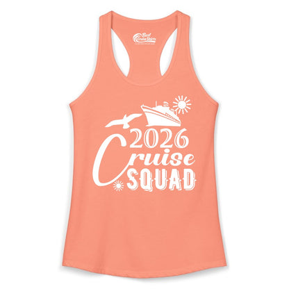 2026 Cruise Squad Shirt - Matching Cruise Shirts for Group Fun (Ladies Tank) in Solid Light Orange - 2026 Cruise Squad Shirt Nautical Group Matching Family Vacation Tee