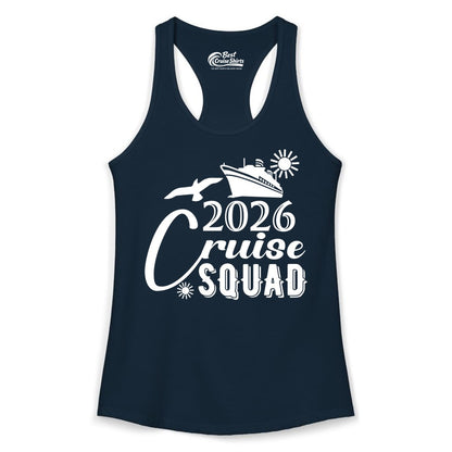 2026 Cruise Squad Shirt - Matching Cruise Shirts for Group Fun (Ladies Tank) in Solid Midnight Navy - 2026 Cruise Squad Shirt Nautical Group Matching Family Vacation Tee
