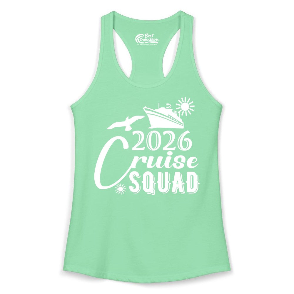 2026 Cruise Squad Shirt - Matching Cruise Shirts for Group Fun (Ladies Tank) in Solid Mint - 2026 Cruise Squad Shirt Nautical Group Matching Family Vacation Tee