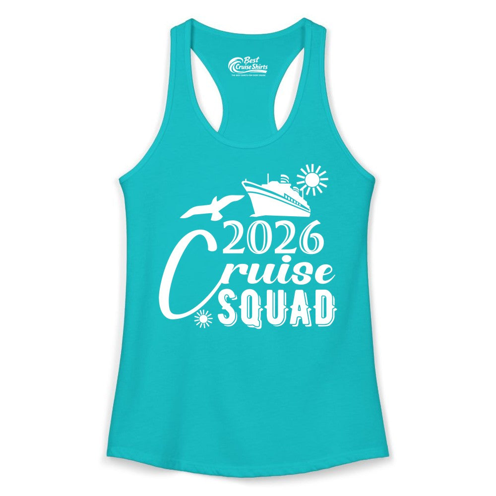 2026 Cruise Squad Shirt - Matching Cruise Shirts for Group Fun (Ladies Tank) in Tahiti Blue - 2026 Cruise Squad Shirt Nautical Group Matching Family Vacation Tee