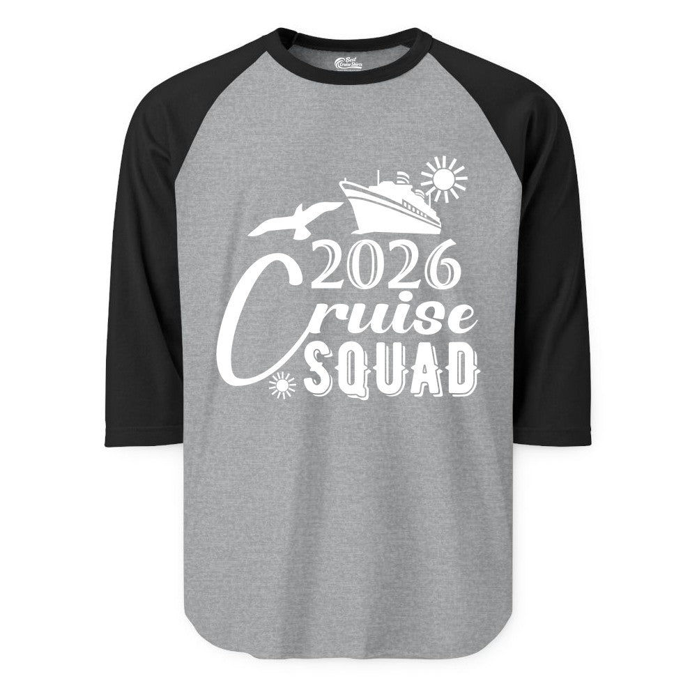 2026 Cruise Squad Shirt - Matching Cruise Shirts for Group Fun (Raglan) in Heather GreyBlack - 2026 Cruise Squad Shirt Nautical Group Matching Family Vacation Tee