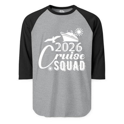 2026 Cruise Squad Shirt - Matching Cruise Shirts for Group Fun (Raglan) in Heather GreyBlack - 2026 Cruise Squad Shirt Nautical Group Matching Family Vacation Tee