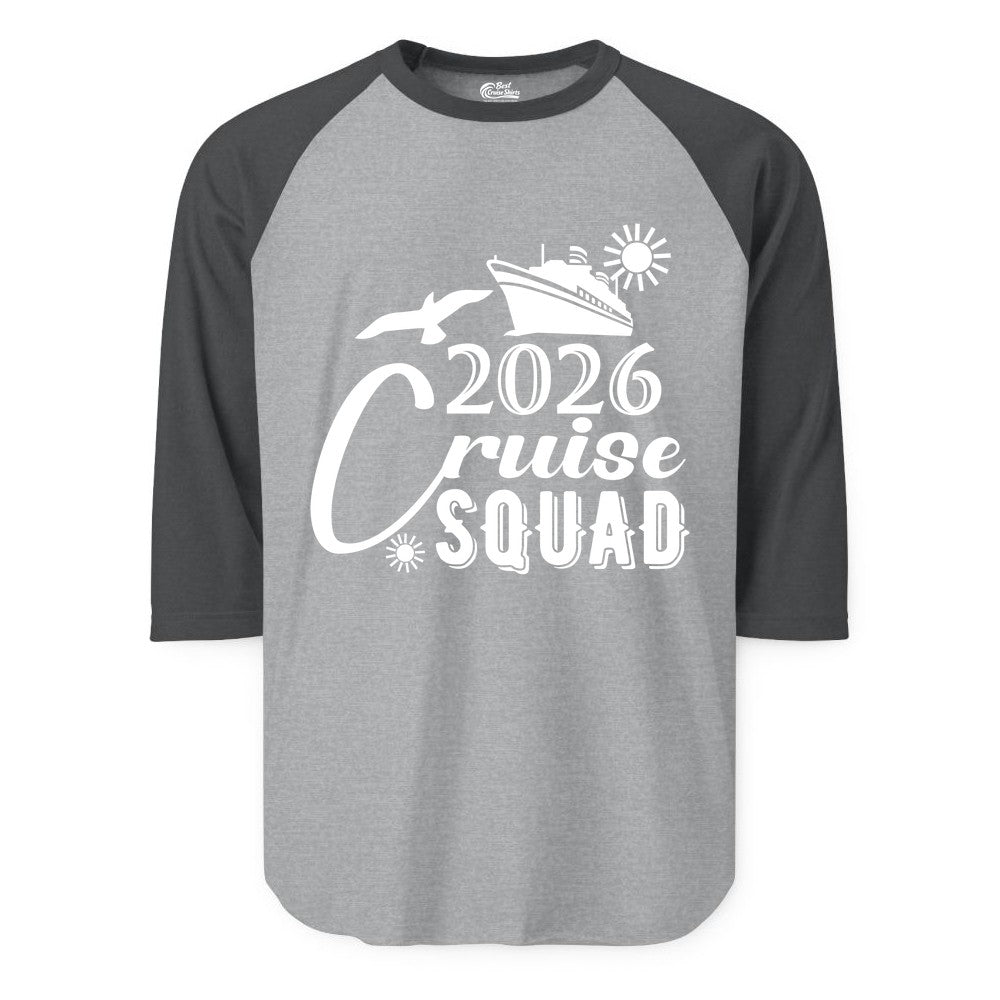 2026 Cruise Squad Shirt - Matching Cruise Shirts for Group Fun (Raglan) in Heather GreyHeather Charcoal - 2026 Cruise Squad Shirt Nautical Group Matching Family Vacation Tee