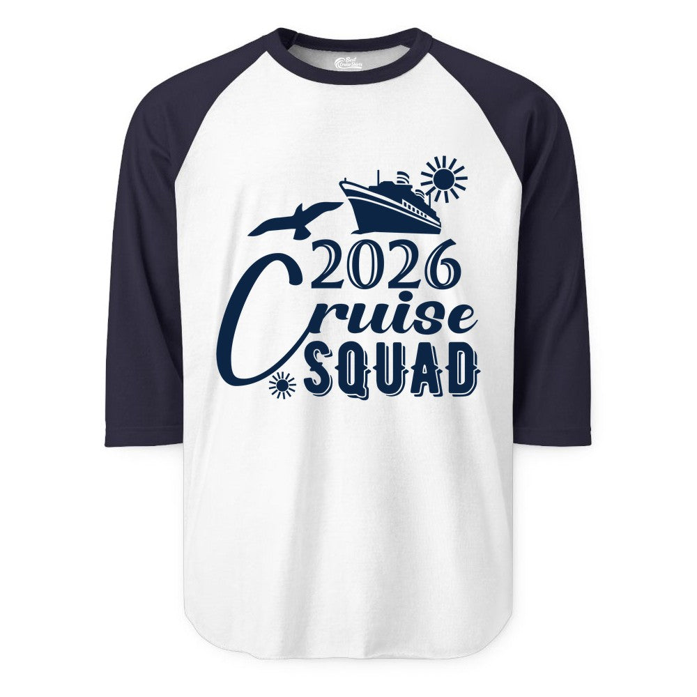 2026 Cruise Squad Shirt - Matching Cruise Shirts for Group Fun (Raglan) in WhiteNavy - 2026 Cruise Squad Shirt Nautical Group Matching Family Vacation Tee