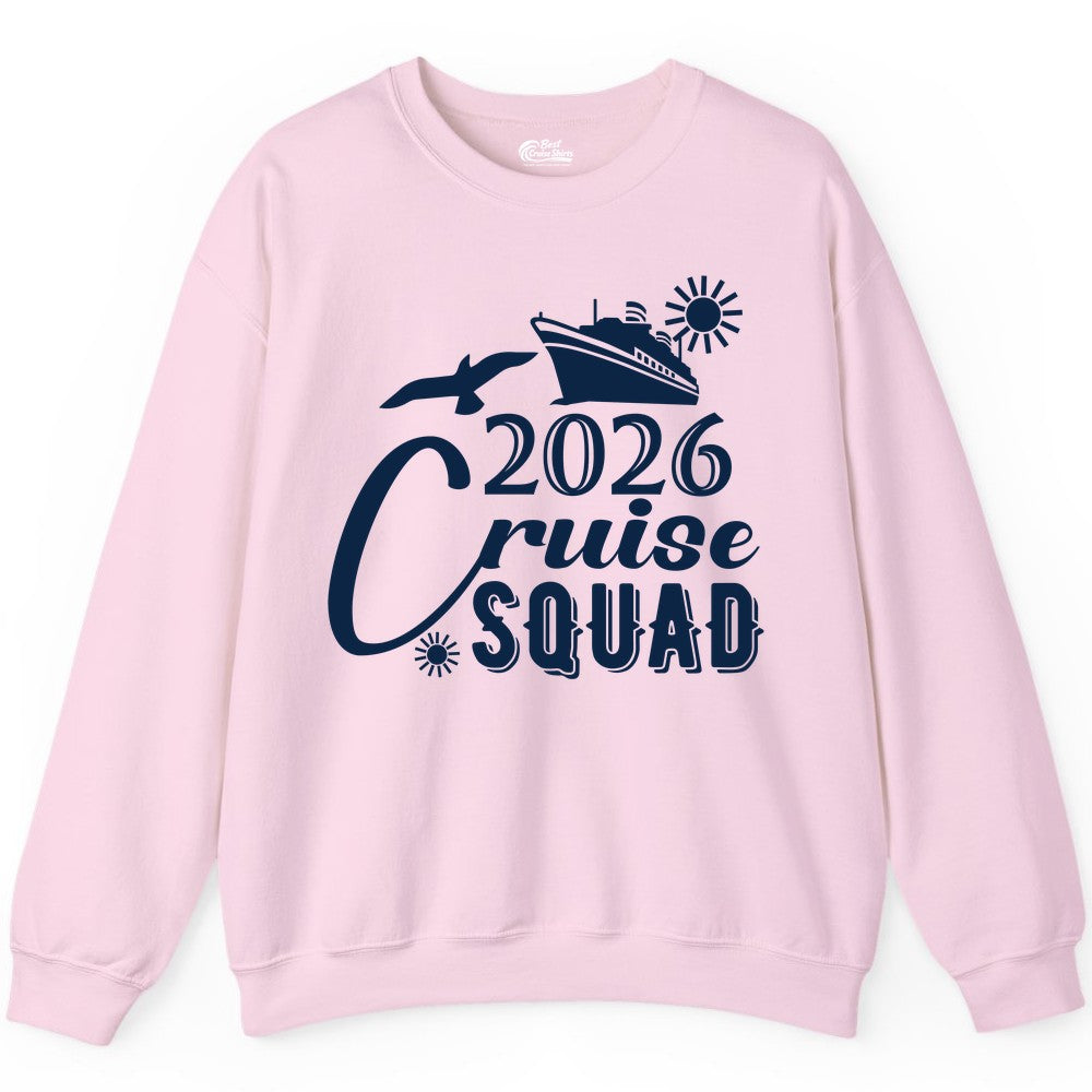 2026 Cruise Squad Shirt - Matching Cruise Shirts for Group Fun (Sweatshirt) in Light Pink - 2026 Cruise Squad Shirt Nautical Group Matching Family Vacation Tee