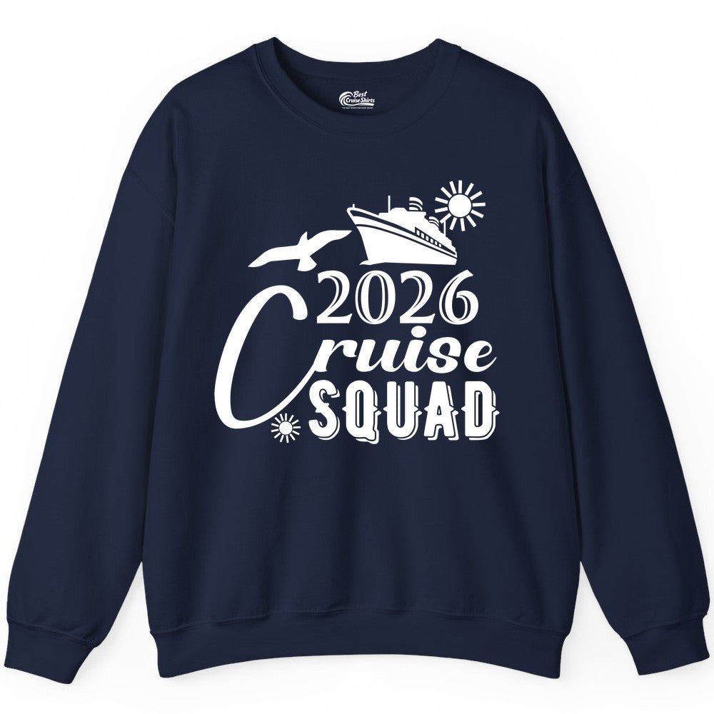 2026 Cruise Squad Shirt - Matching Cruise Shirts for Group Fun (Sweatshirt) in Navy - 2026 Cruise Squad Shirt Nautical Group Matching Family Vacation Tee