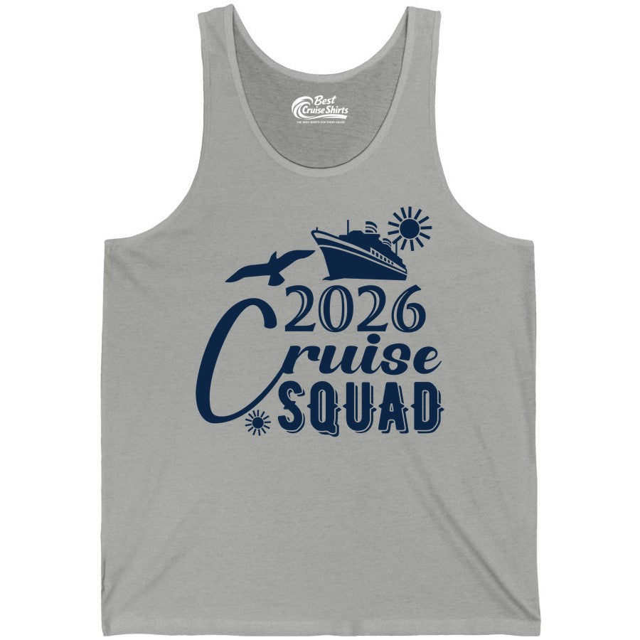 2026 Cruise Squad Shirt - Matching Cruise Shirts for Group Fun (Tank Top) in Athletic Heather - 2026 Cruise Squad Shirt Nautical Group Matching Family Vacation Tee