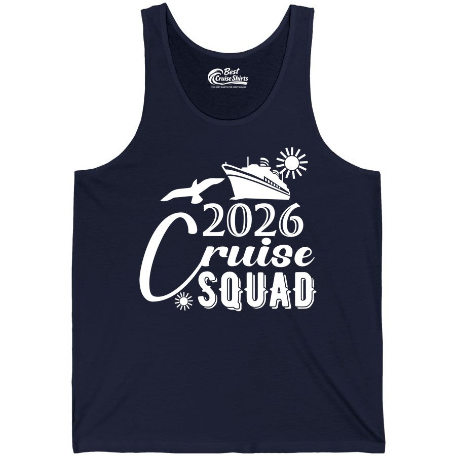 2026 Cruise Squad Shirt - Matching Cruise Shirts for Group Fun (Tank Top) in Navy - 2026 Cruise Squad Shirt Nautical Group Matching Family Vacation Tee