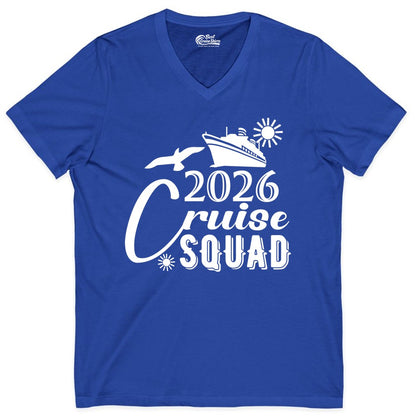 2026 Cruise Squad Shirt - Matching Cruise Shirts for Group Fun (V-Neck) in True Royal - 2026 Cruise Squad Shirt Nautical Group Matching Family Vacation Tee