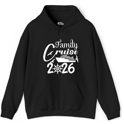 Family Cruise Shirts 2026 - Matching Cruise Group Shirts for Families (Hoodie) in Black - Family Cruise 2026 Shirt with Cruise Ship and Seagulls Graphic