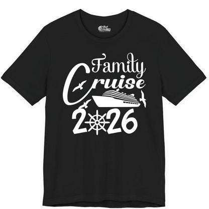 Family Cruise Shirts 2026 - Matching Cruise Group Shirts for Families (Premium Tee) in Black - Family Cruise 2026 Shirt with Cruise Ship and Seagulls Graphic