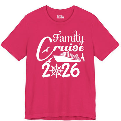 Family Cruise Shirts 2026 - Matching Cruise Group Shirts for Families (Premium Tee) in Fuchsia - Family Cruise 2026 Shirt with Cruise Ship and Seagulls Graphic