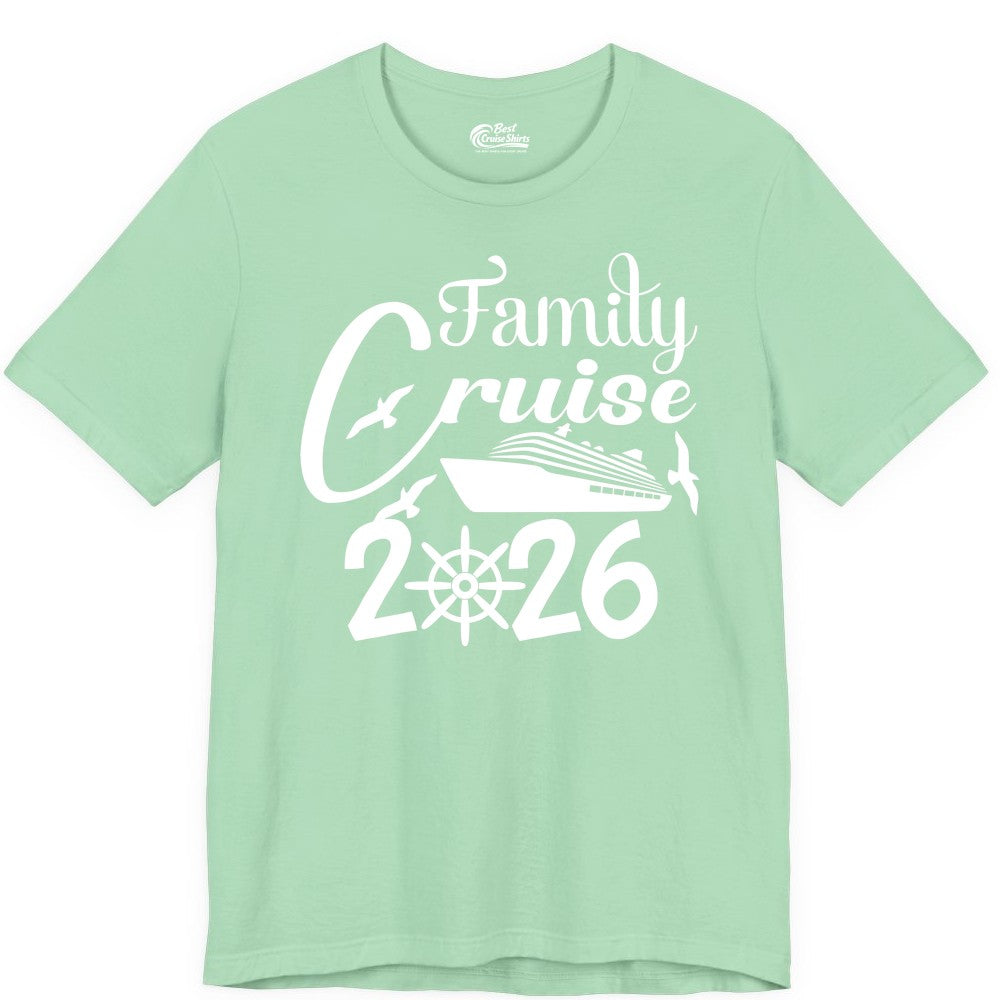 Family Cruise Shirts 2026 - Matching Cruise Group Shirts for Families (Premium Tee) in Mint - Family Cruise 2026 Shirt with Cruise Ship and Seagulls Graphic