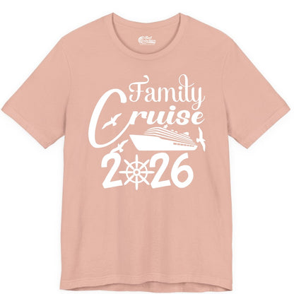 Family Cruise Shirts 2026 - Matching Cruise Group Shirts for Families (Premium Tee) in Peach - Family Cruise 2026 Shirt with Cruise Ship and Seagulls Graphic