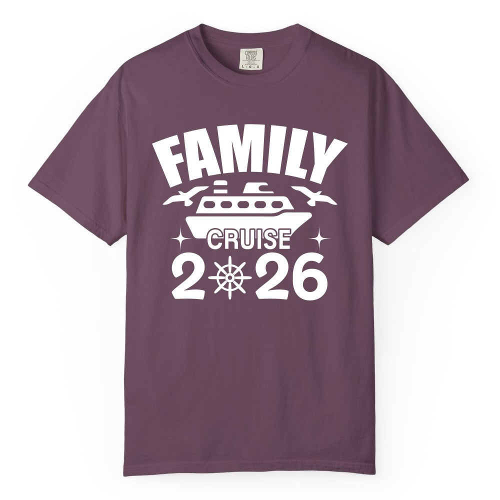 Family Cruise 2026 Shirt - Matching Cruise Vacation Shirt for Families (Comfort Color) in Berry - Family Cruise 2026 Matching Nautical Ship Shirt for Group Trips