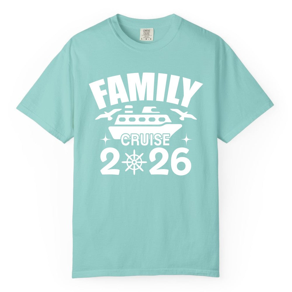 Family Cruise 2026 Shirt - Matching Cruise Vacation Shirt for Families (Comfort Color) in Chalky Mint - Family Cruise 2026 Matching Nautical Ship Shirt for Group Trips